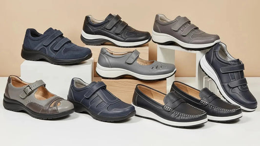 Stylish orthopedic shoes featuring wide toe boxes and adjustable straps for comfort and support