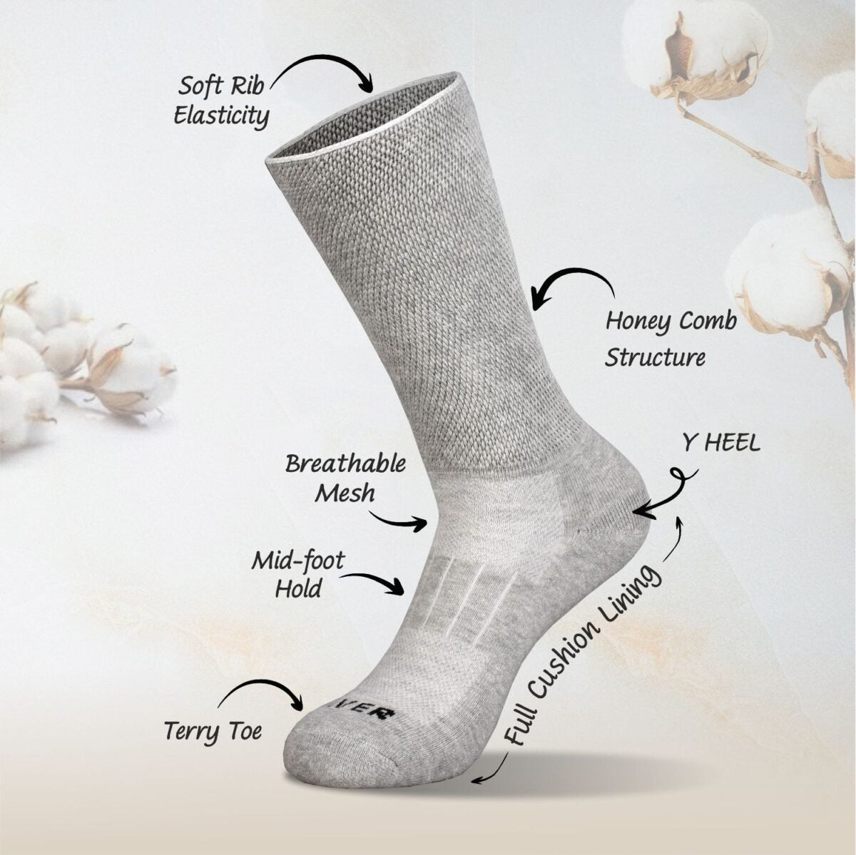 Montac Half Terry Full Length Silver Diabetic Socks for Men and Women | Soft, Cushioned Support with Non-Binding Top | Ideal for Sensitive Feet and Diabetic Care-Black ,Skin & Grey| Pack of 3